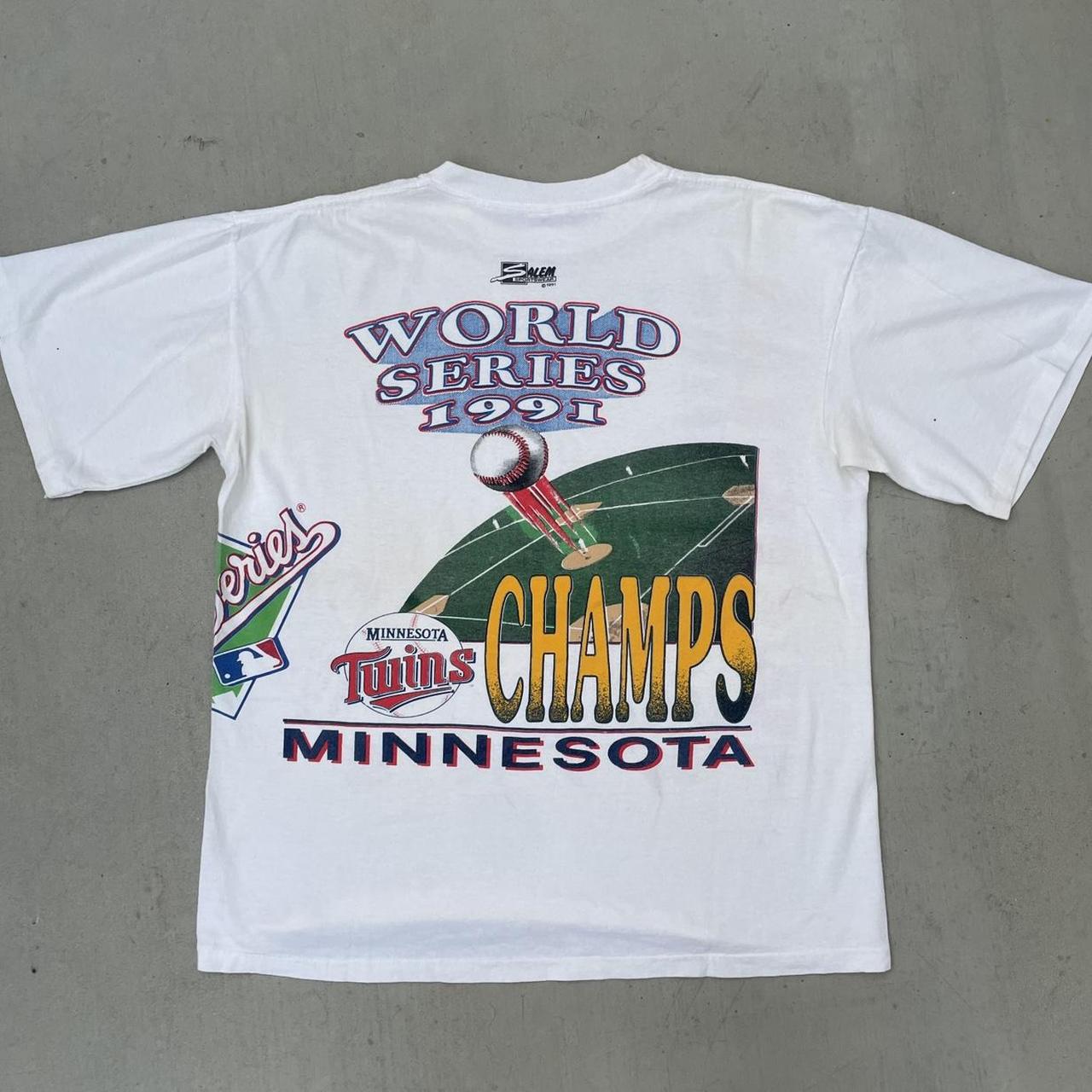 Minnesota Twins World Series Champs T-Shirt from Homage. | Ash | Vintage Apparel from Homage.