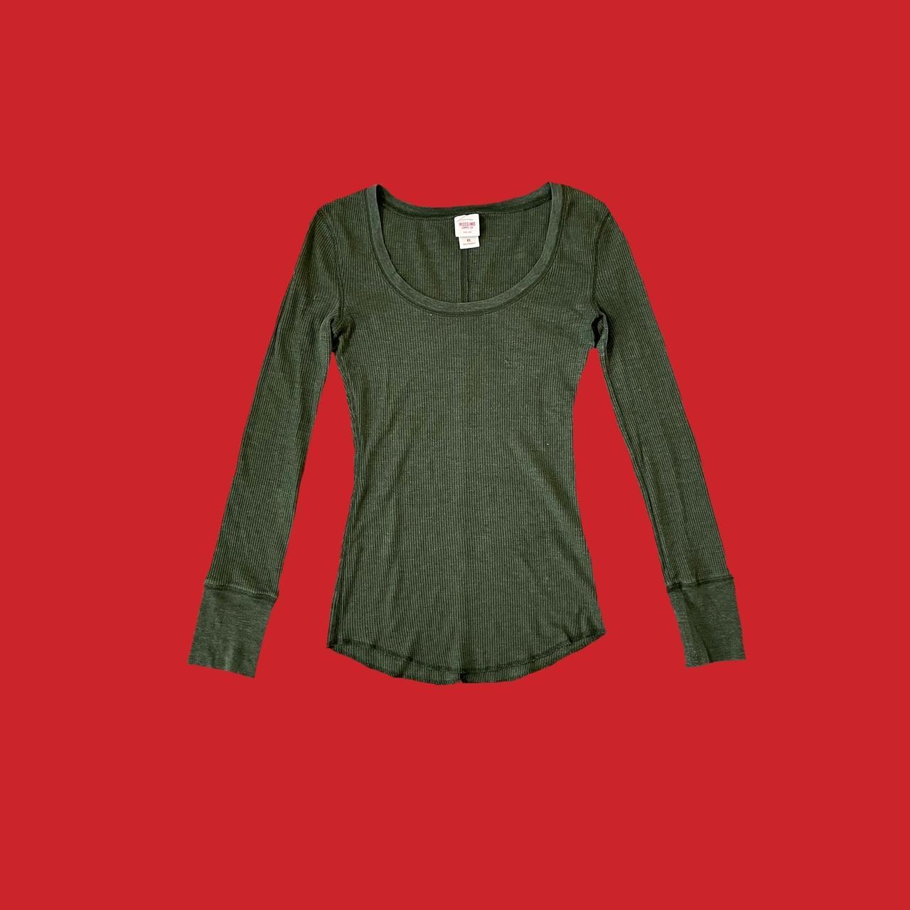Vintage 2000s forest green thermal waffle ls by... Depop