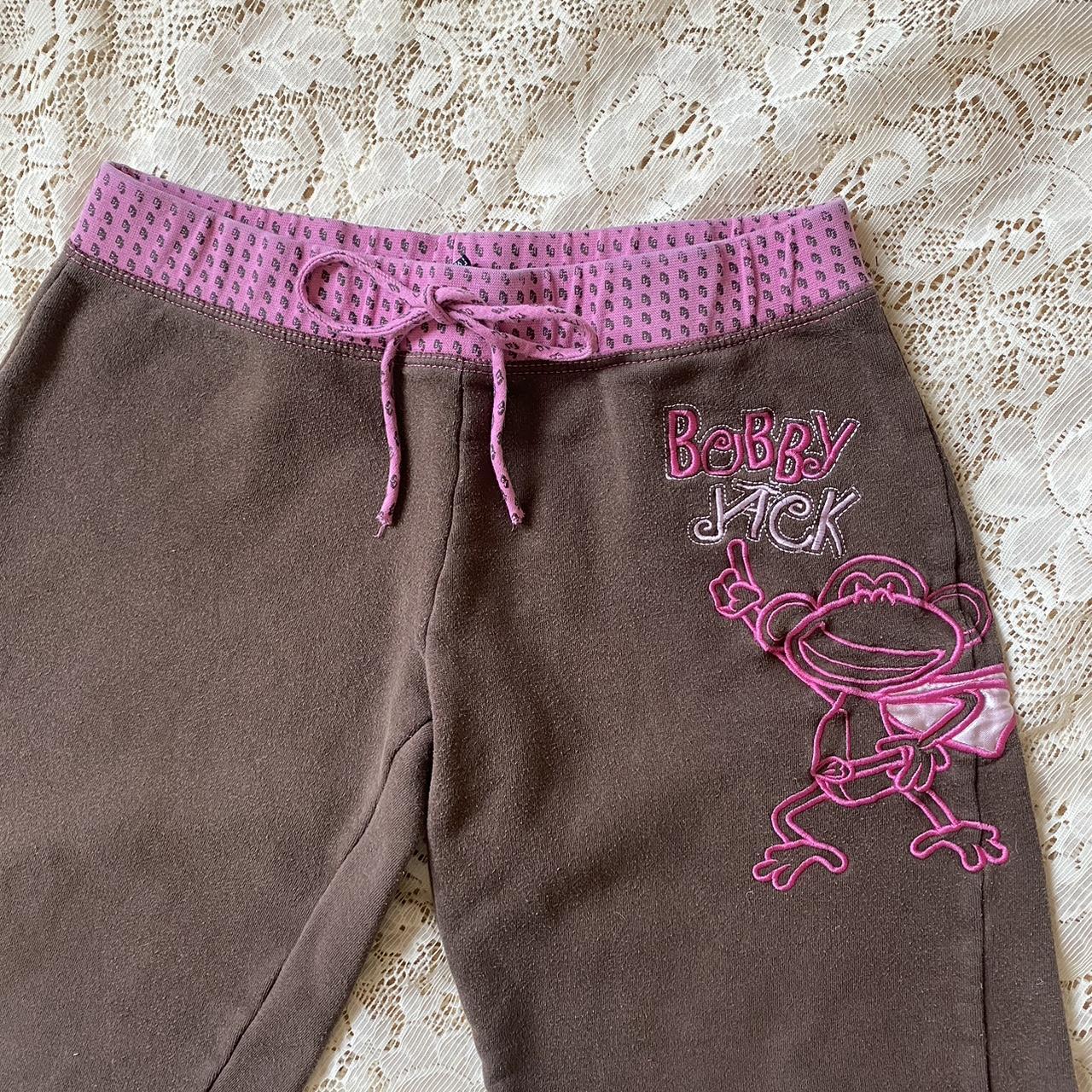 y2k bobby jack embroidered capris brown with hot... - Depop