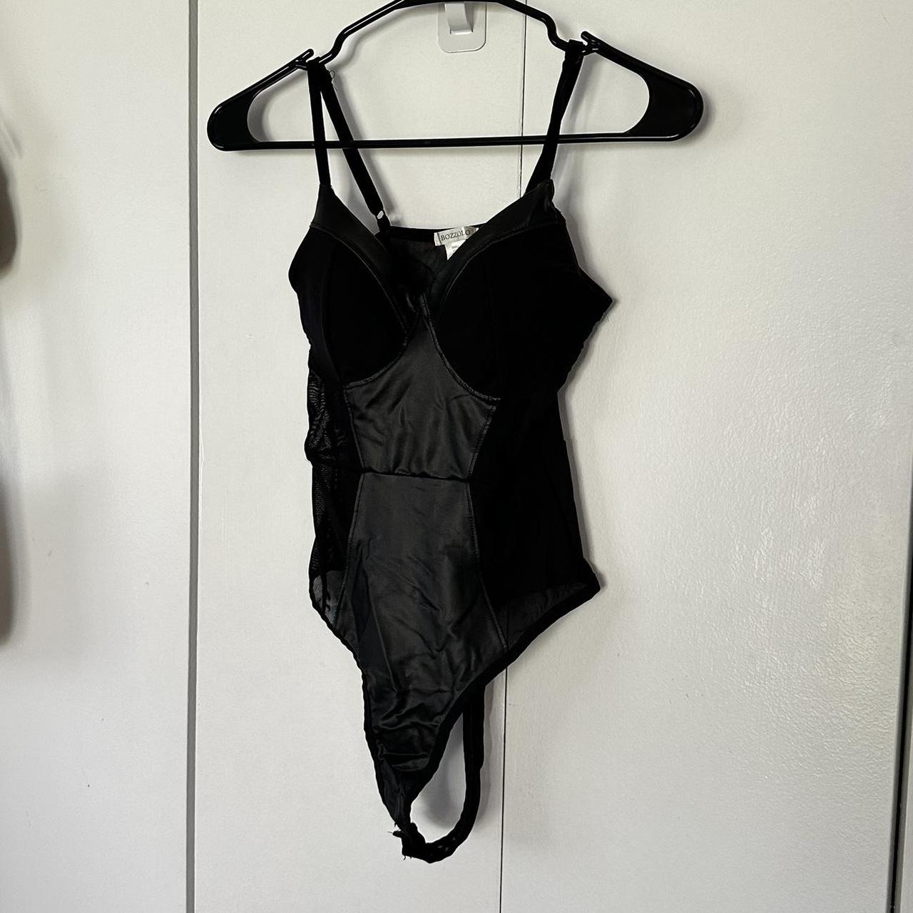 super cute black mesh/faux leather bodysuit #sexy... - Depop