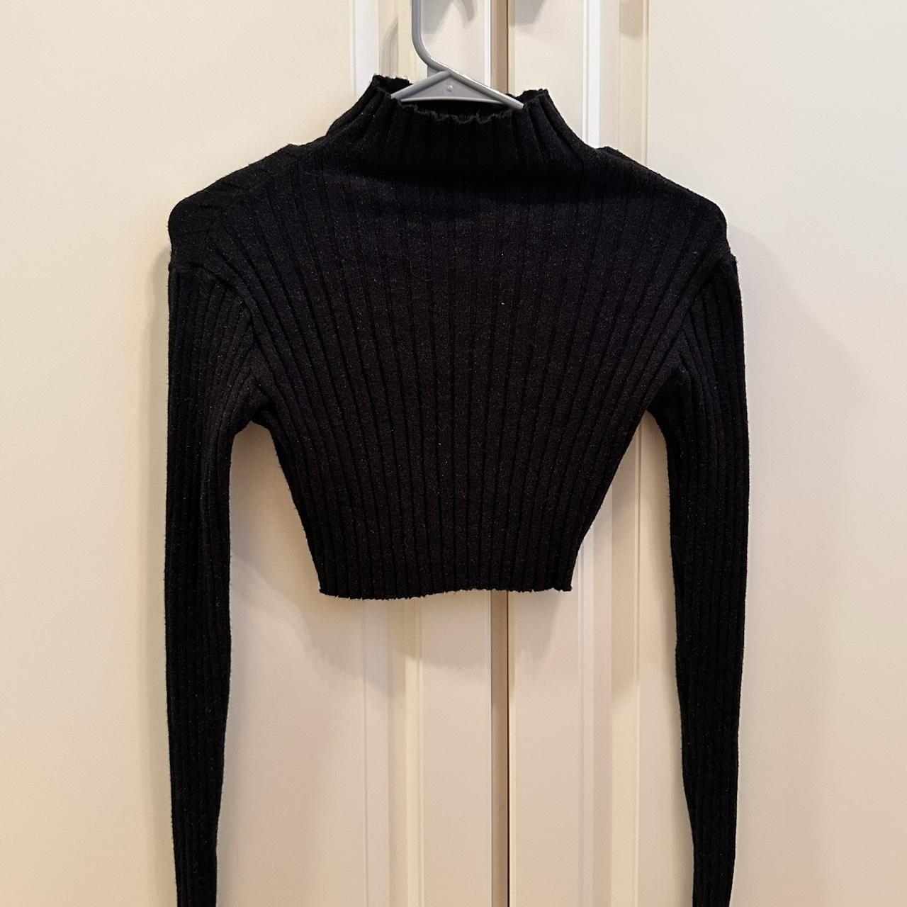 ADIKA LONG SLEEVE SPARKLY BLACK TURTLE NECK COP TOP - Depop