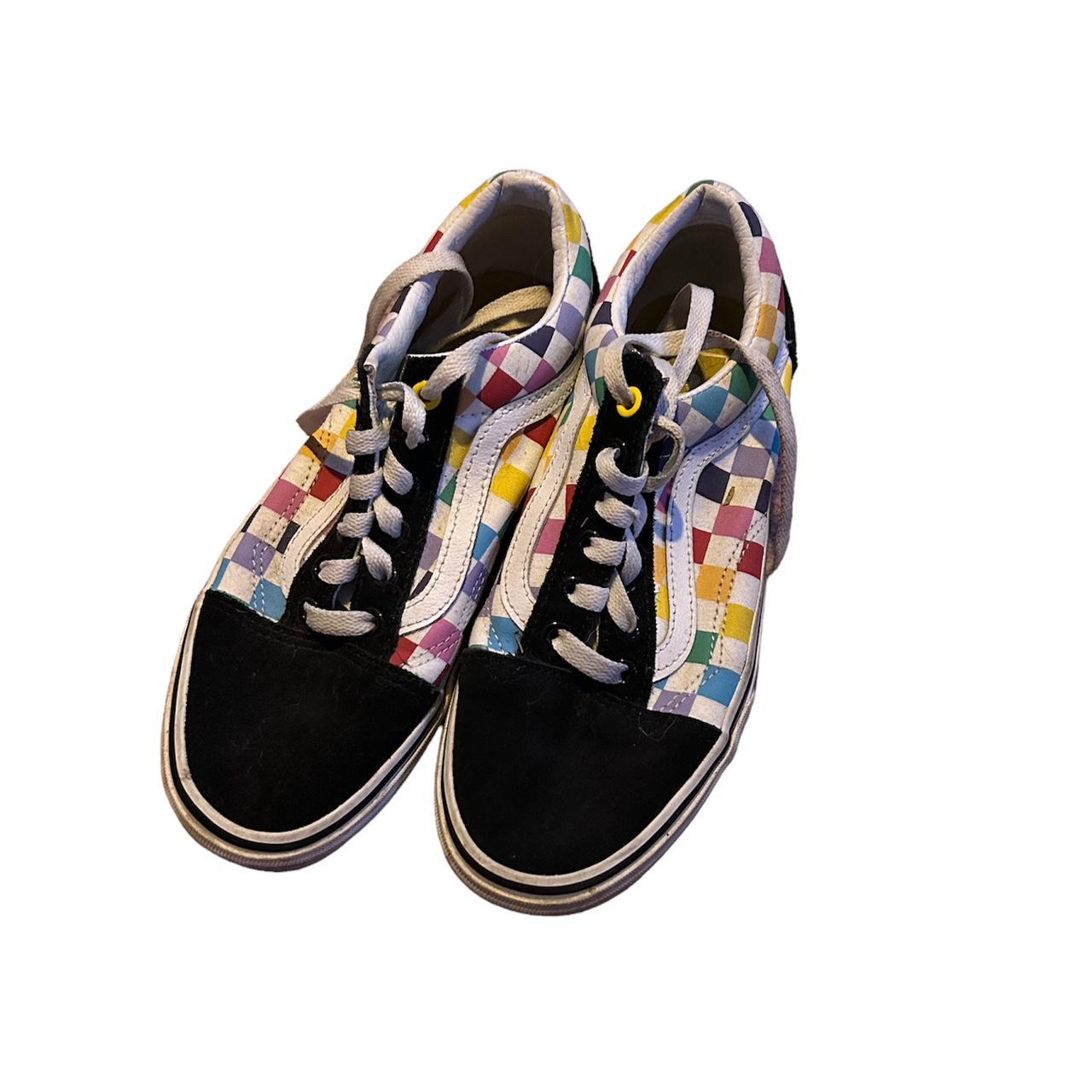 Multi old skool outlet rainbow checker trainers