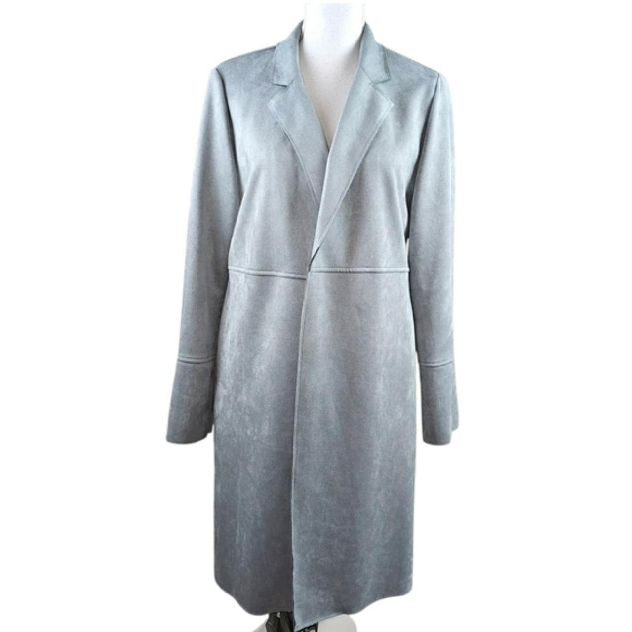 Women's Coat - Grey - M – T Tahari Vegan Suede Gray Coat In …