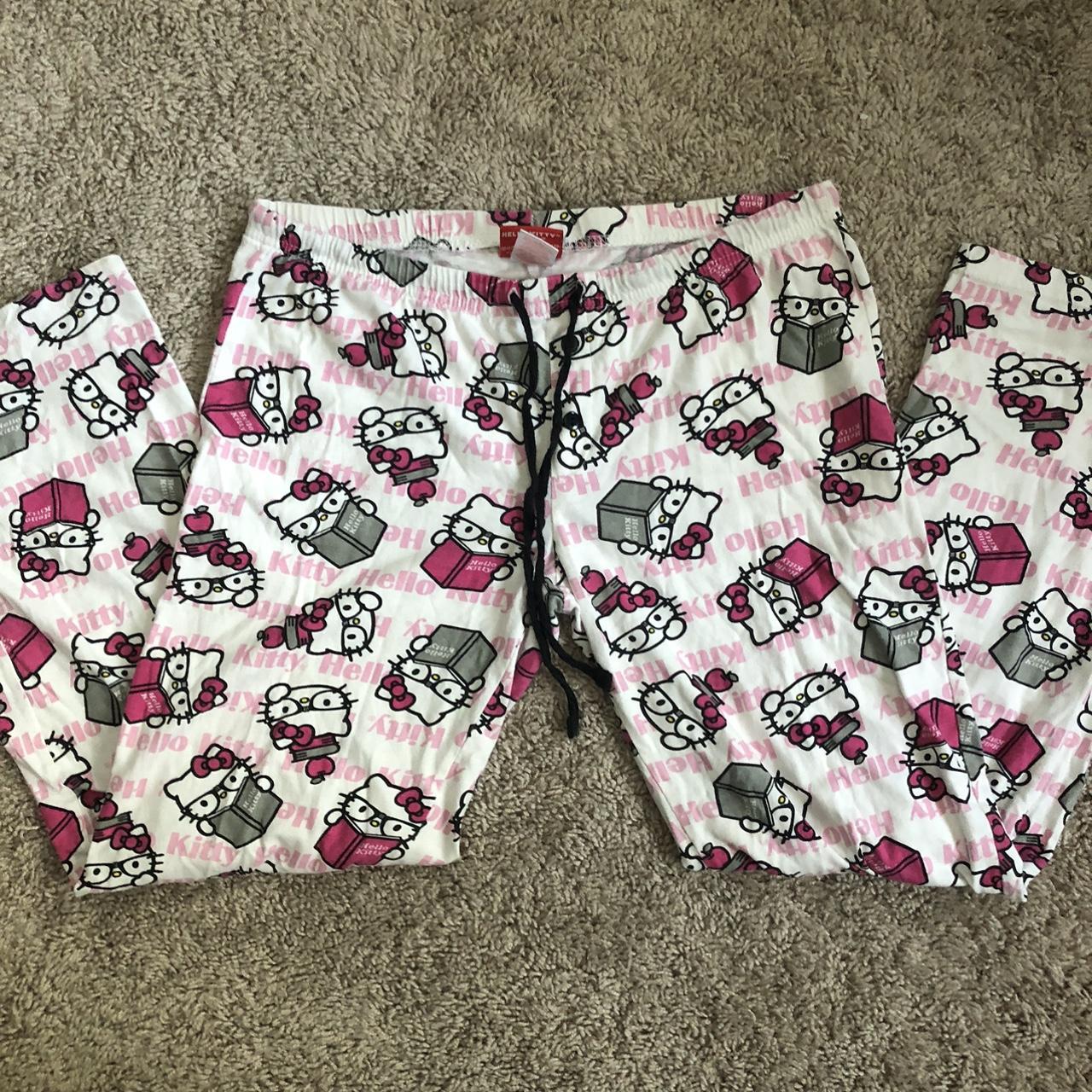 Hello Kitty Women's White and Pink Trousers | Depop