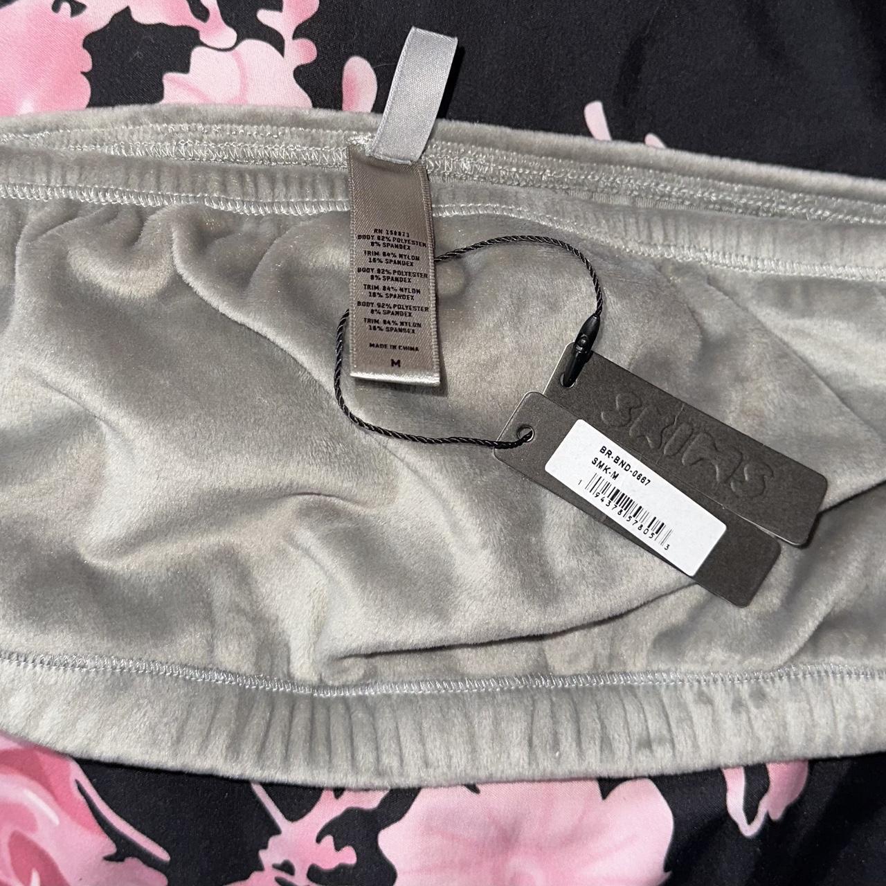 Skims grey velour bandeau top size m, brand new with - Depop