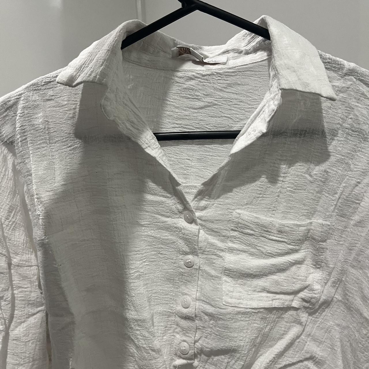 White long sleeve shirt Brand: Mooloola Size: 12 - Depop
