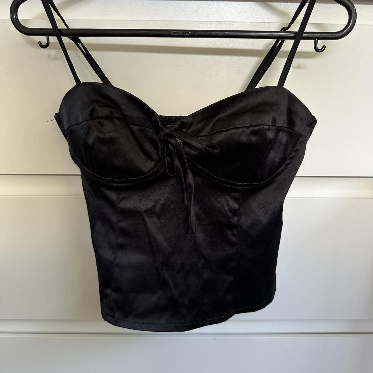 Glassons Black Satin Corset Top Size Worn A Depop