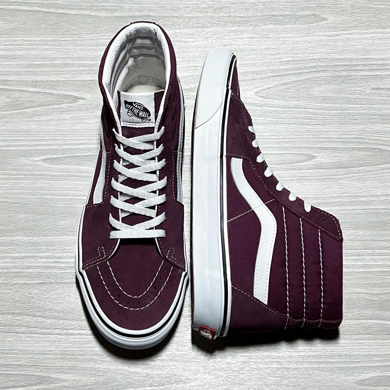 Plum colored suede Vans hight top Old Skool sneakers... - Depop