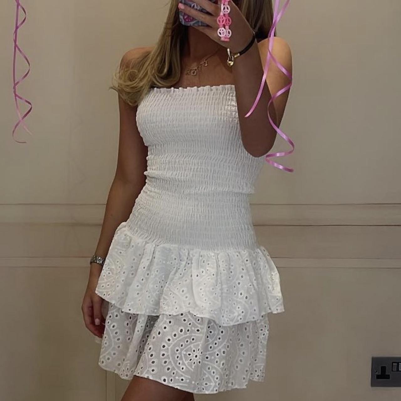 Selling this dollys wardrobe crinkle dress in white.... - Depop
