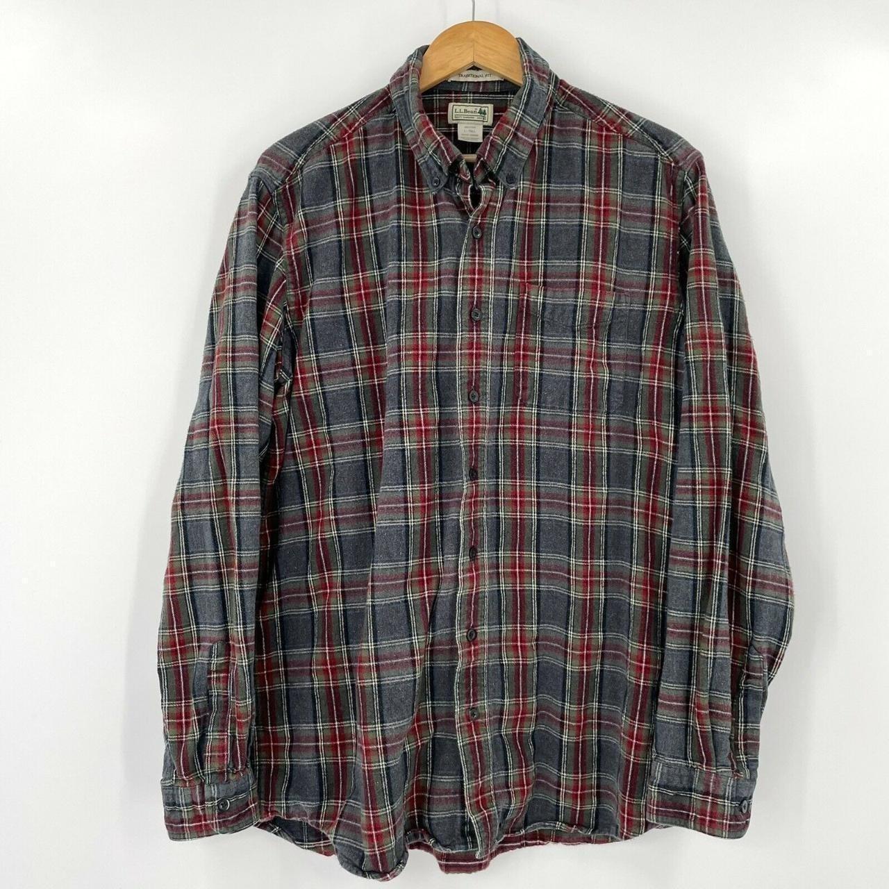 LL Bean Plaid Flannel Shirt Traditional Fit Cotton... - Depop