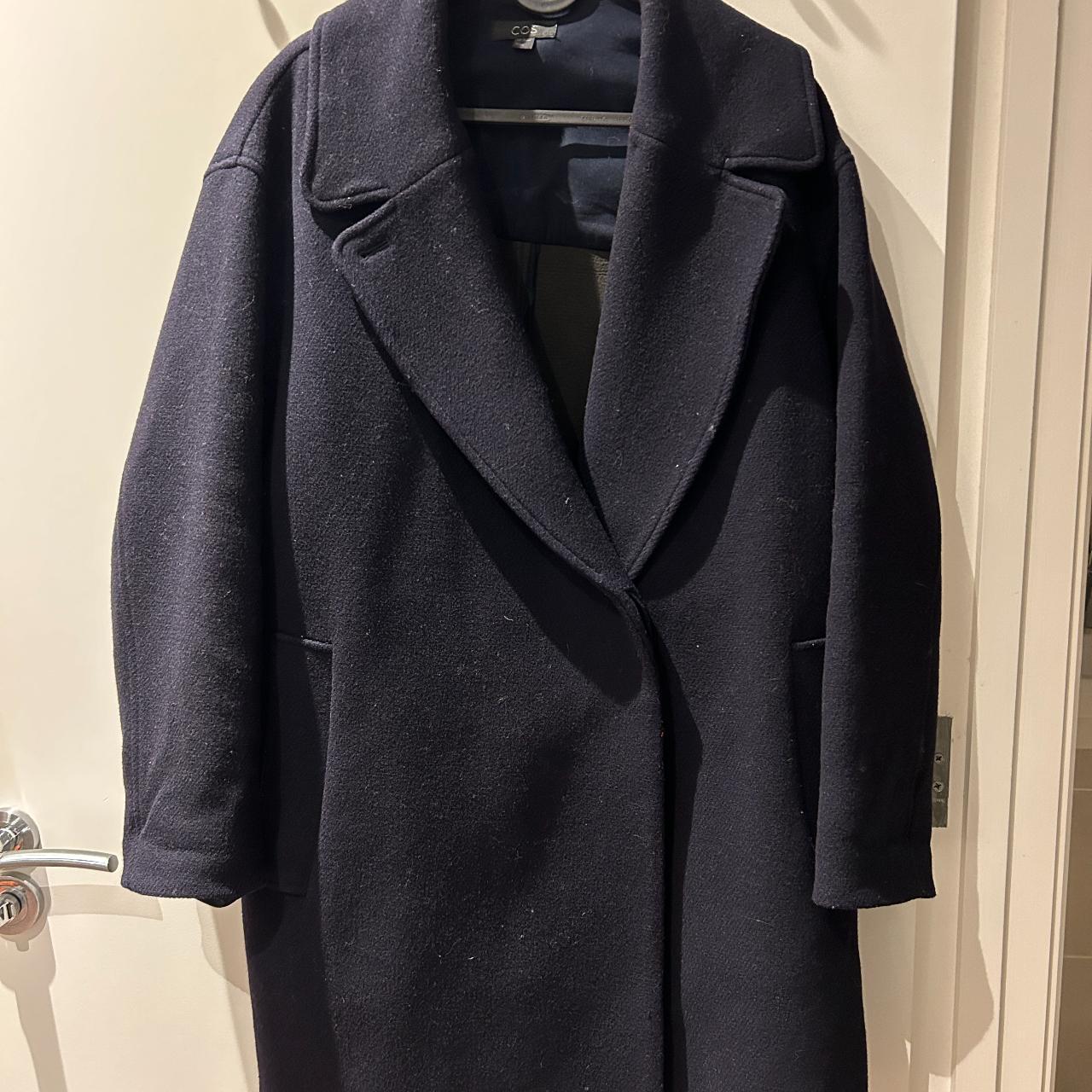Cos oversized wool-mix coat Navy Size 36 Same fit... - Depop