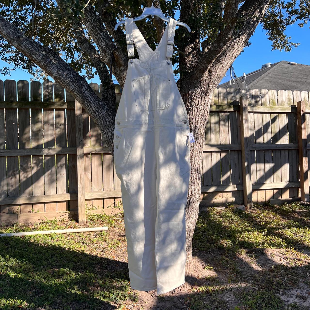 Old Navy Women's Cream Dungareesoveralls Depop