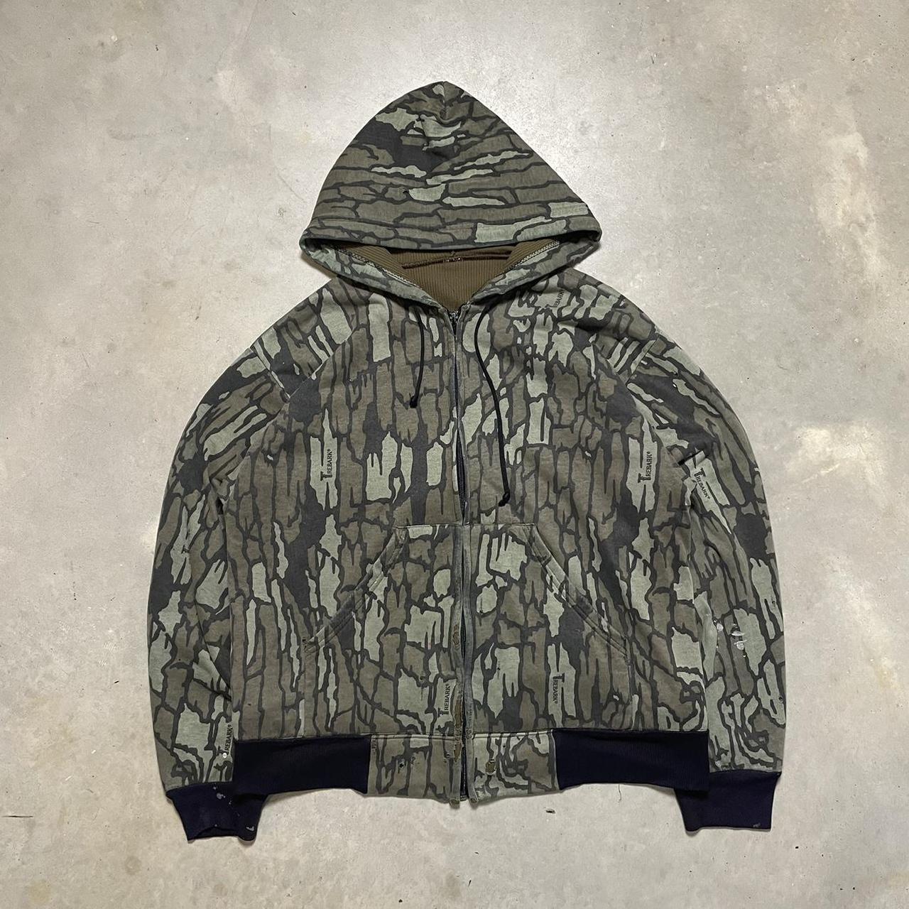 Vintage Realtree Camo Tree Bark Hooded Zip... - Depop