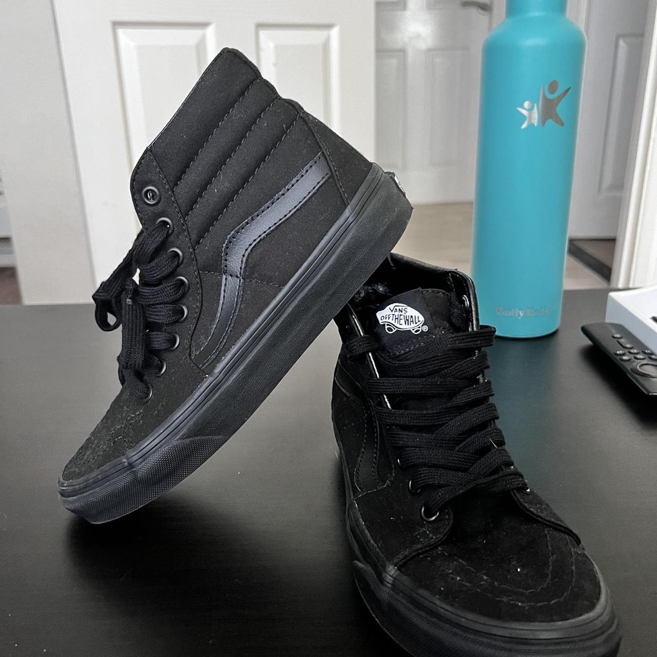 VANS SK8-Hi All Black Worn once Size 4.5 - Depop