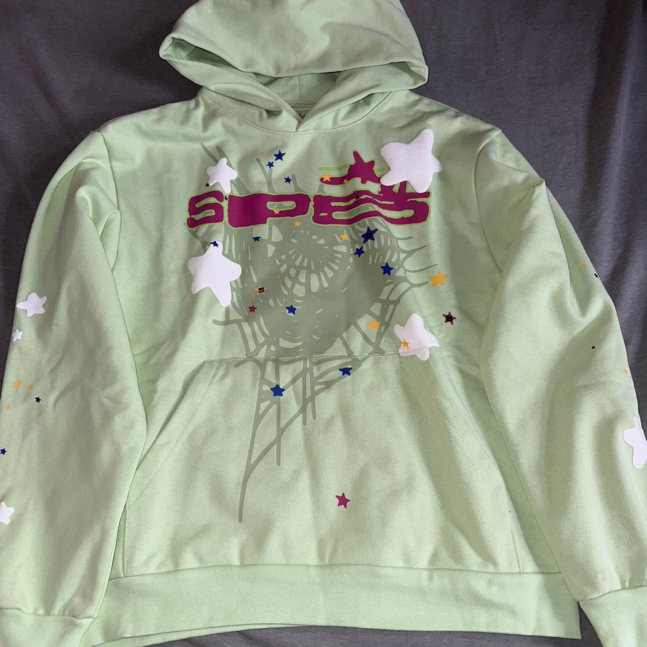 Mint green Sp5der hoodie Size medium Never been... - Depop