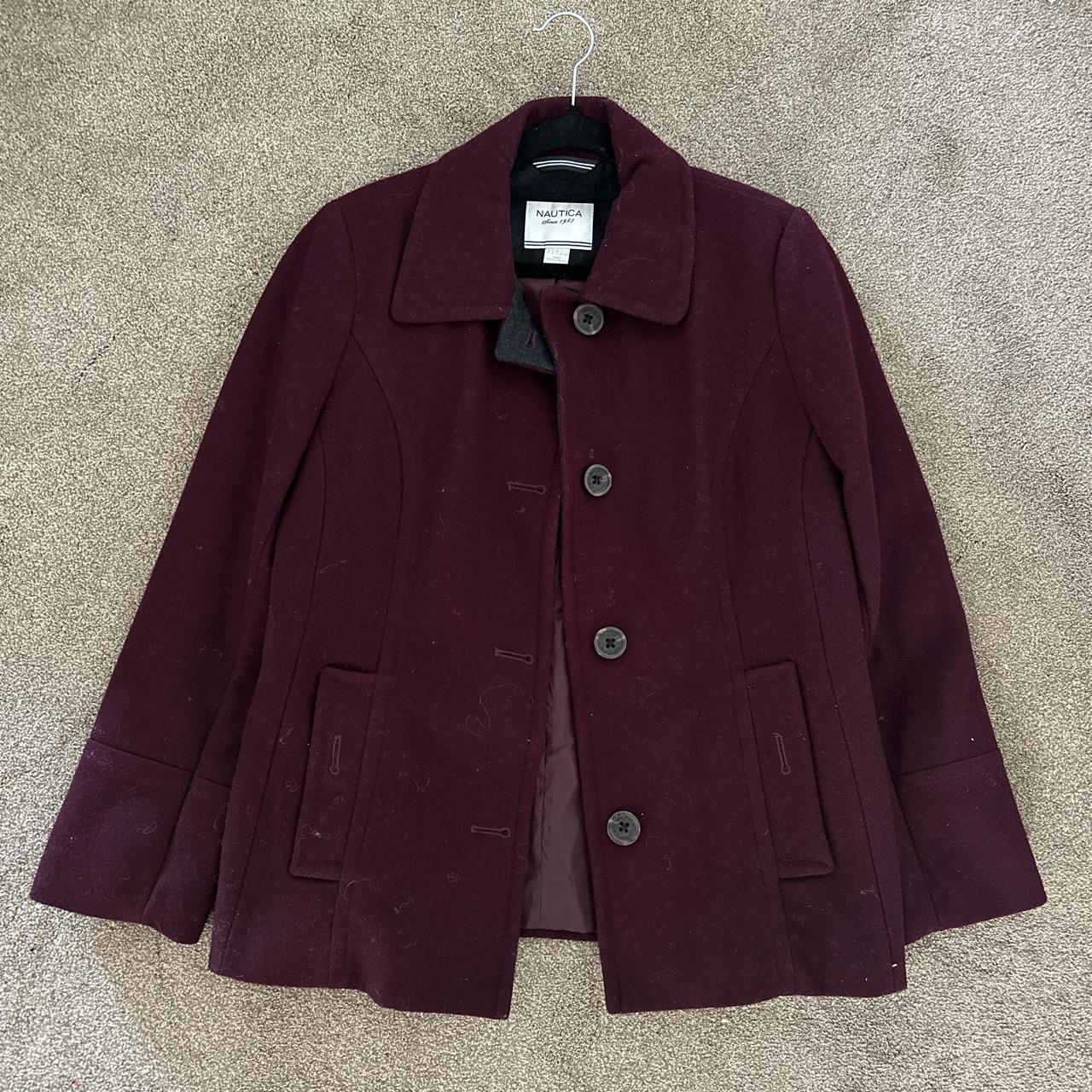 Women's Burgundy Coat | Depop