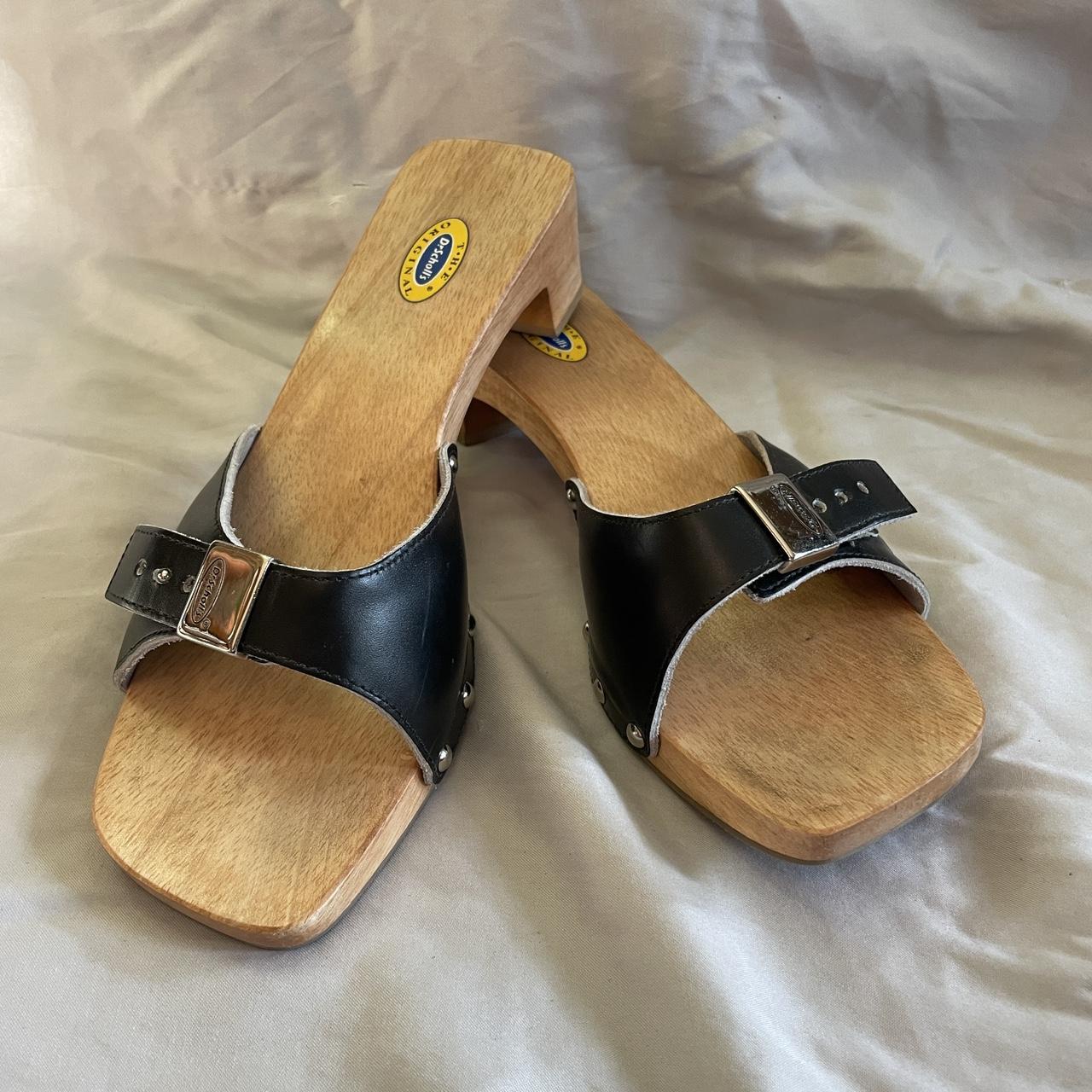 Vintage 90s Dr. Scholl’s original collection wooden... - Depop