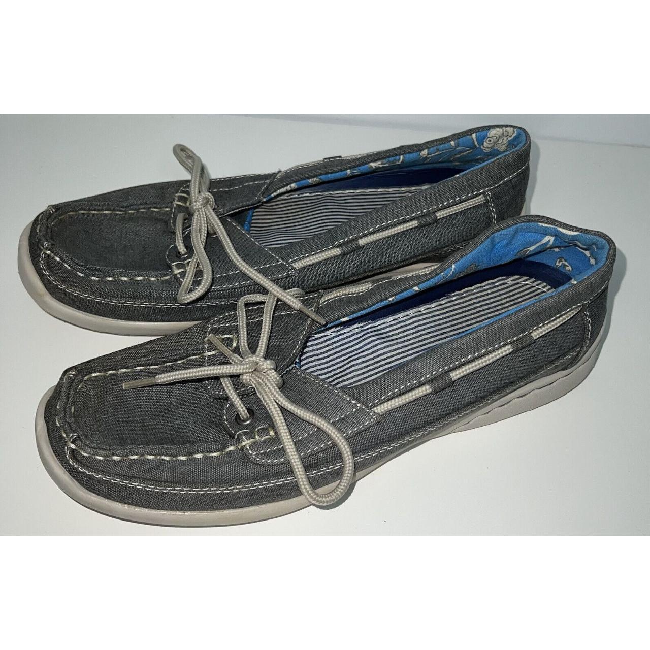 Khombu Boat Deck Shoes Womens Size 10 Blue Canvas Depop