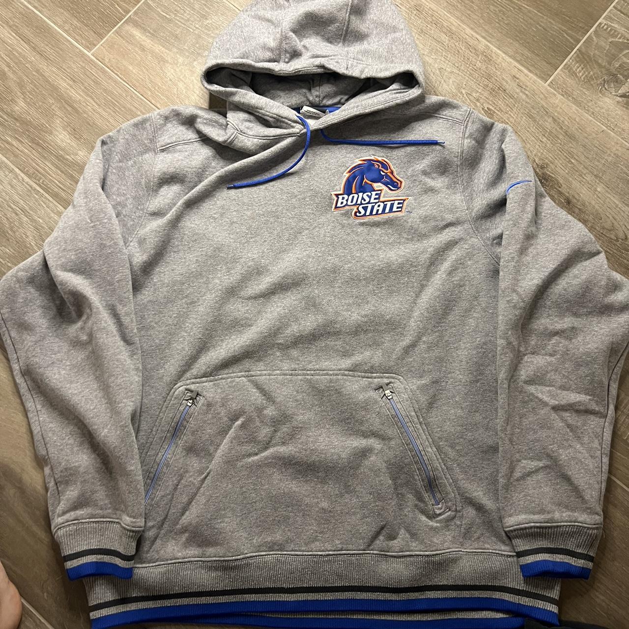 Vintage grey nike embroidered Boise State hoodie.... - Depop