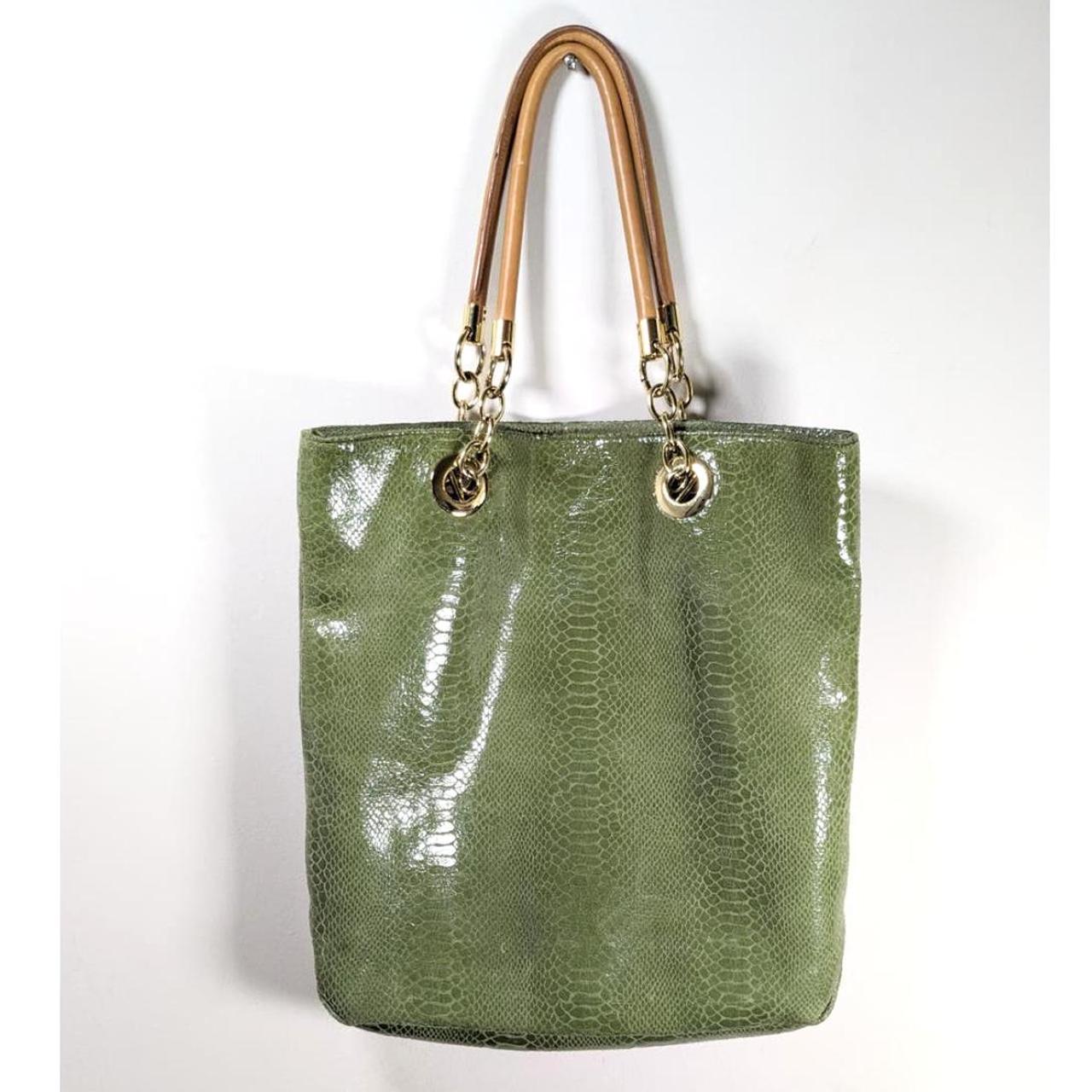 Cynthia Rowley Genuine Leather Green Faux Snakeskin