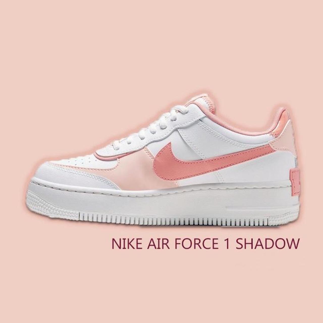 Nike Women's White and Pink Trainers | Depop