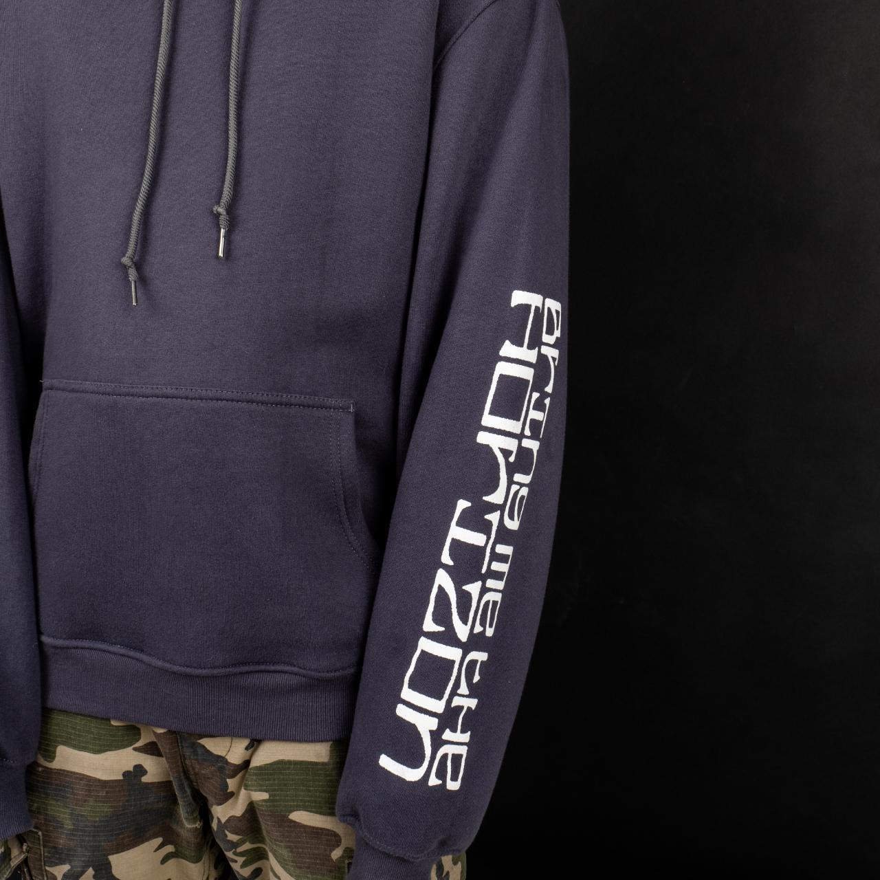 Men's White and Blue Hoodie Depop