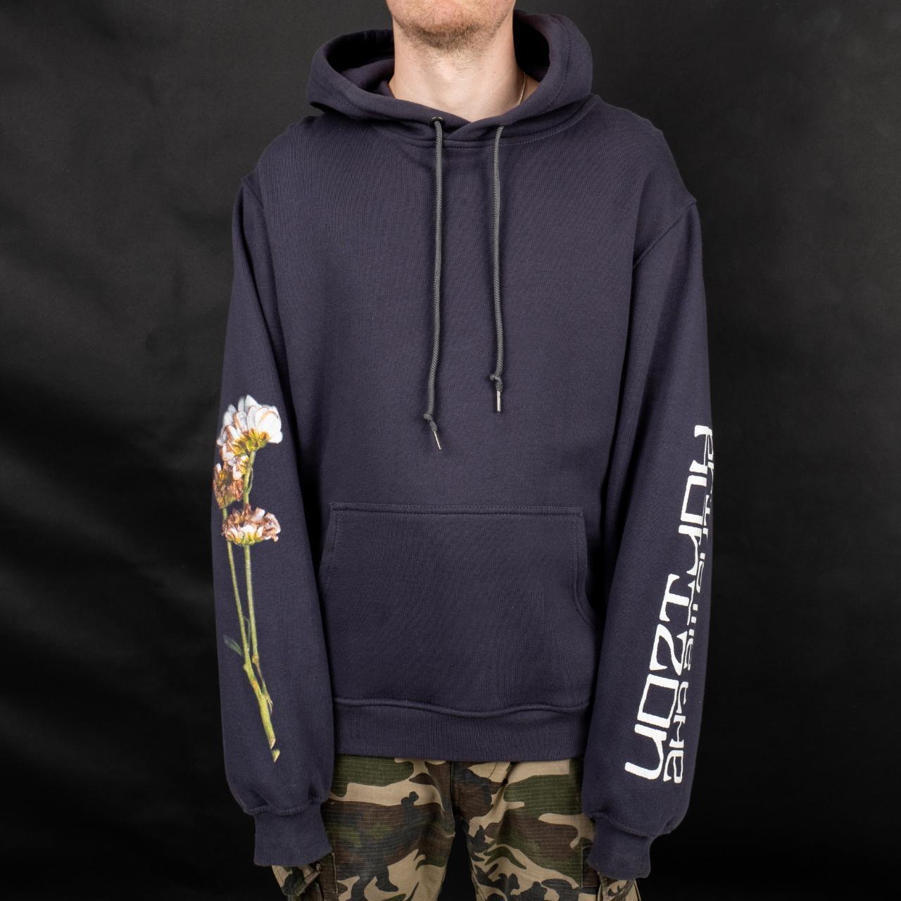 Men's White and Blue Hoodie Depop