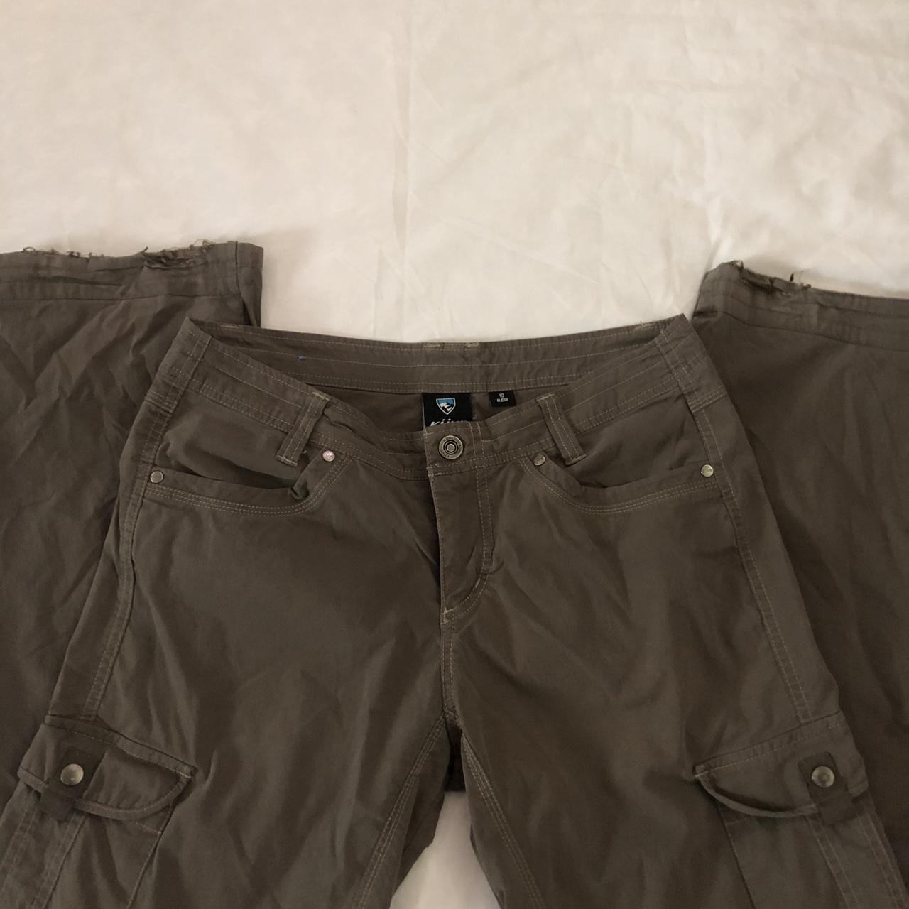 Lowrise cargo gorpcore green pants 2000s sage green... - Depop