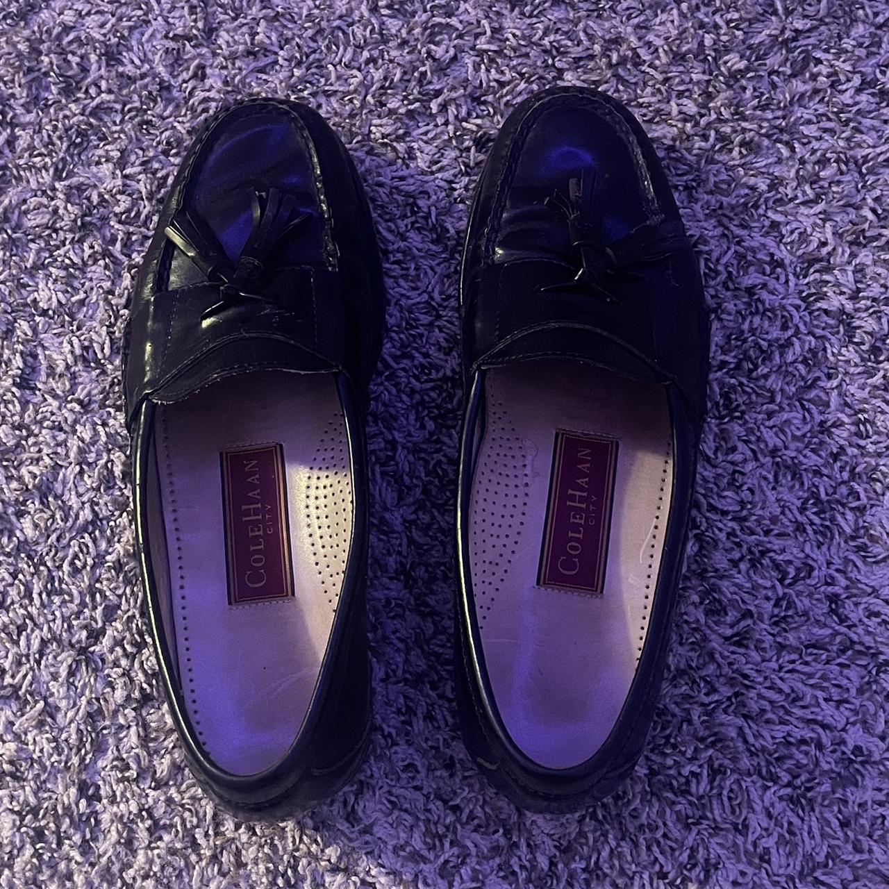 VINTAGE MENS BLACK LOAFERS SIZE 9.5 Depop