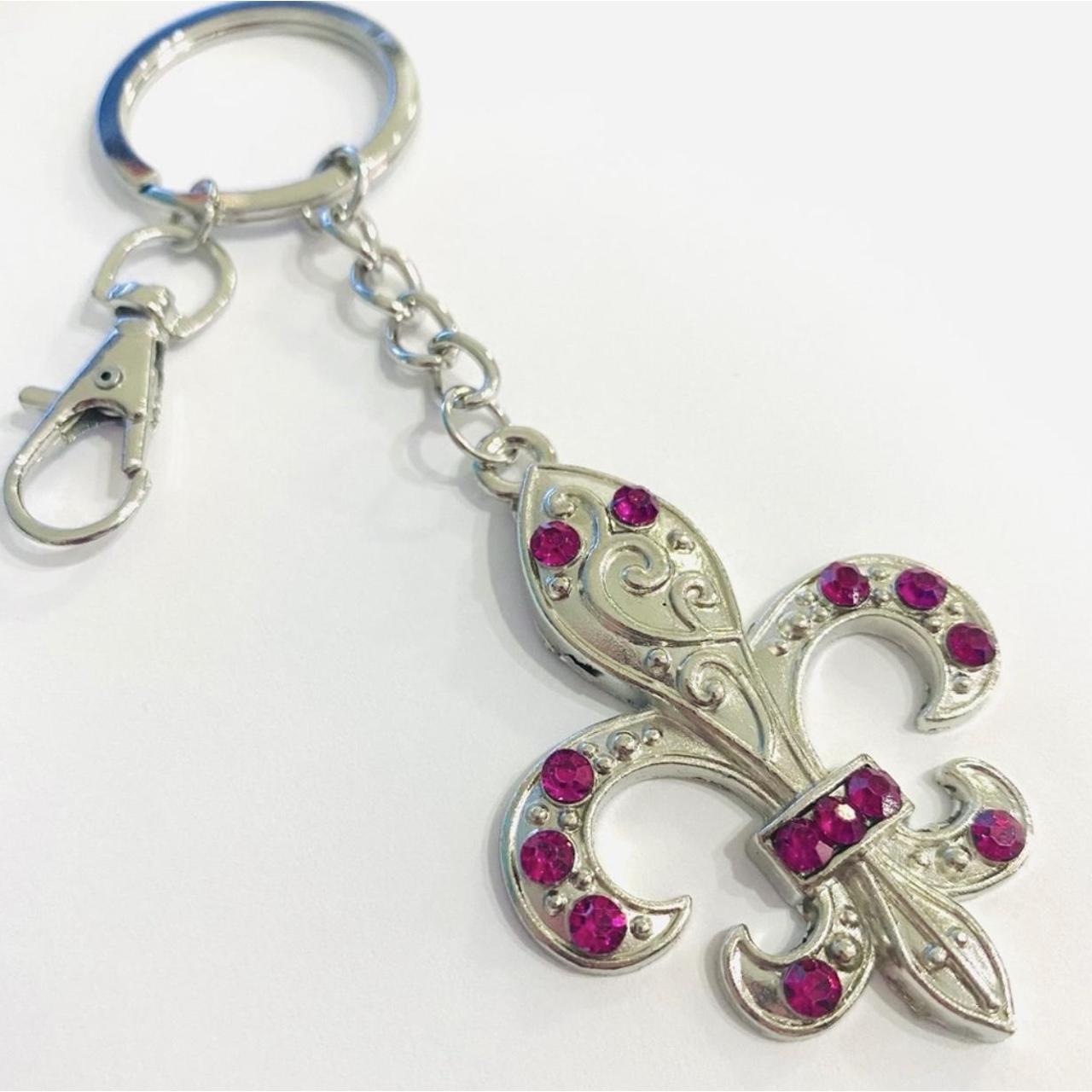 Fleur de Lis Keychain Purse Charm pink New Depop