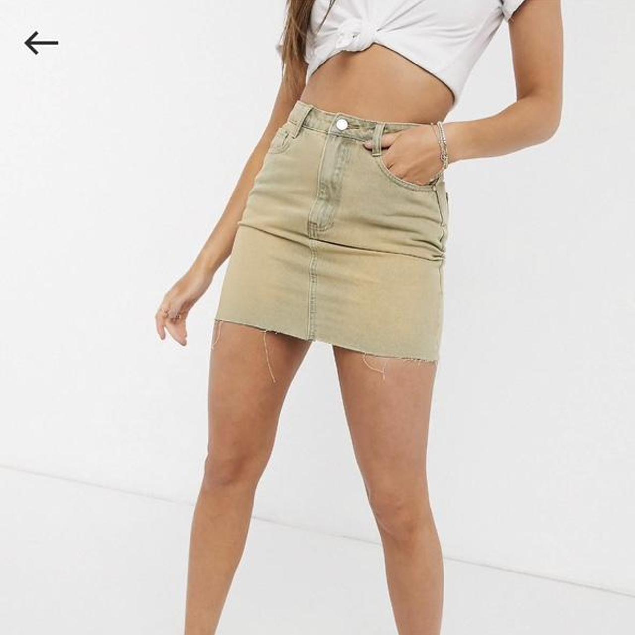 Misguided Sand Denim Skirt Description: New with... - Depop