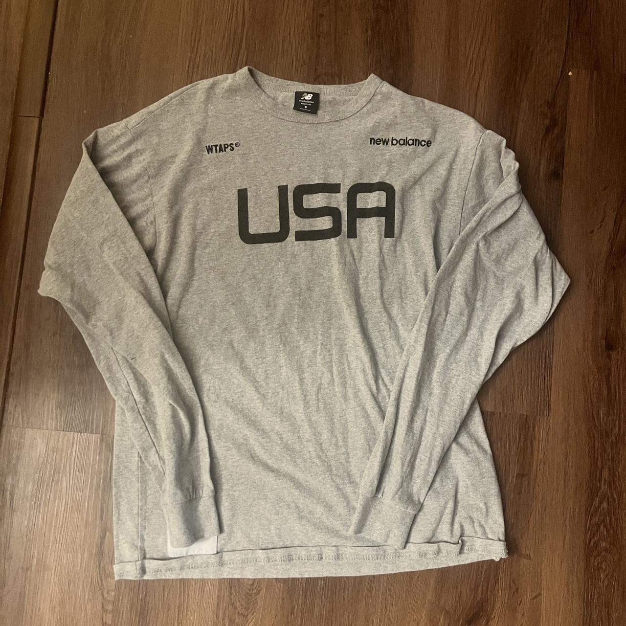 new balance x wtaps long sleeve t shirt usa size... - Depop