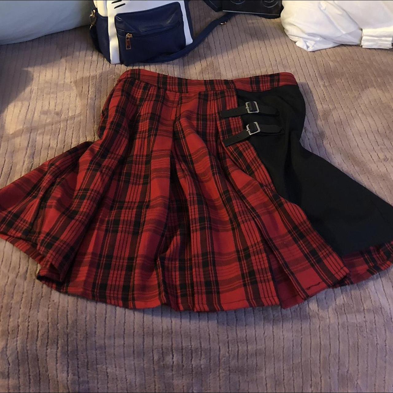 Brand new hot topic skirt Red & Black Plaid Goth... Depop