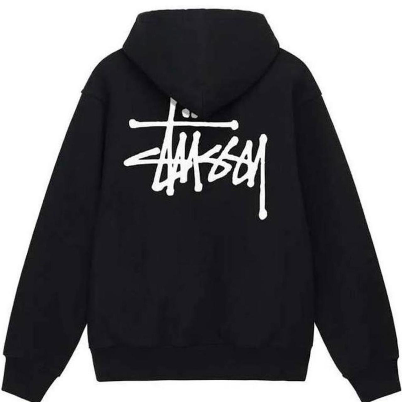 Stüssy Men's Black and White Hoodie | Depop