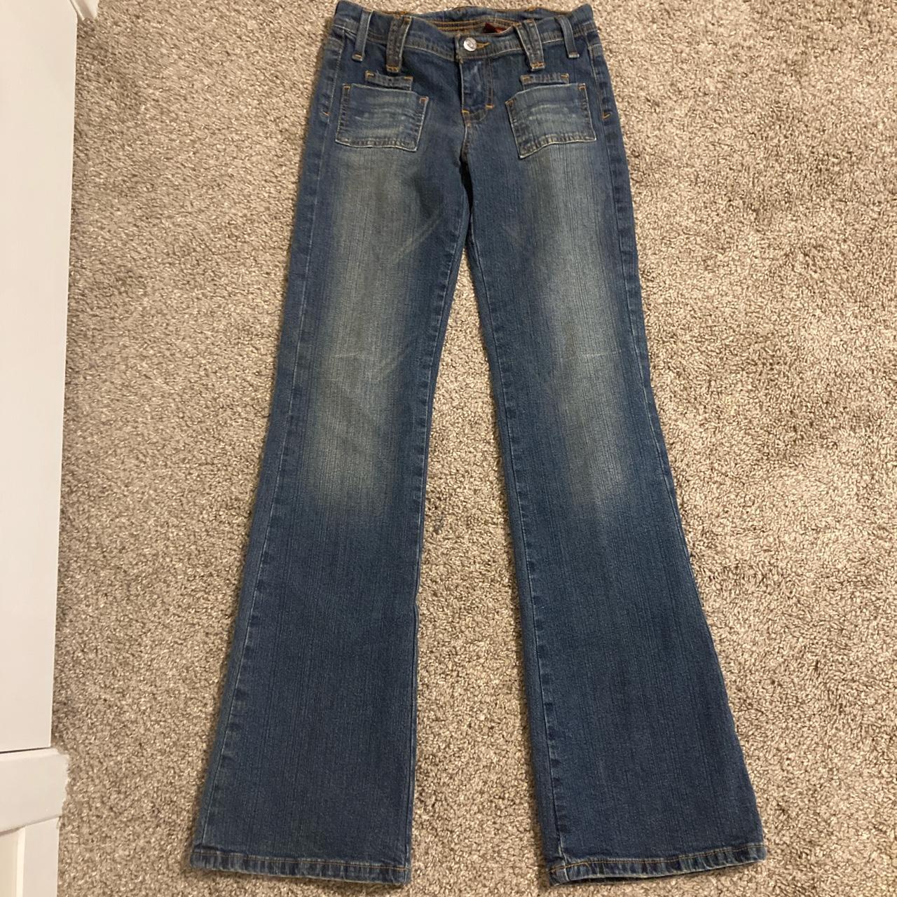 Y2K 2000s ladies low rise flare bongo jeans with... - Depop