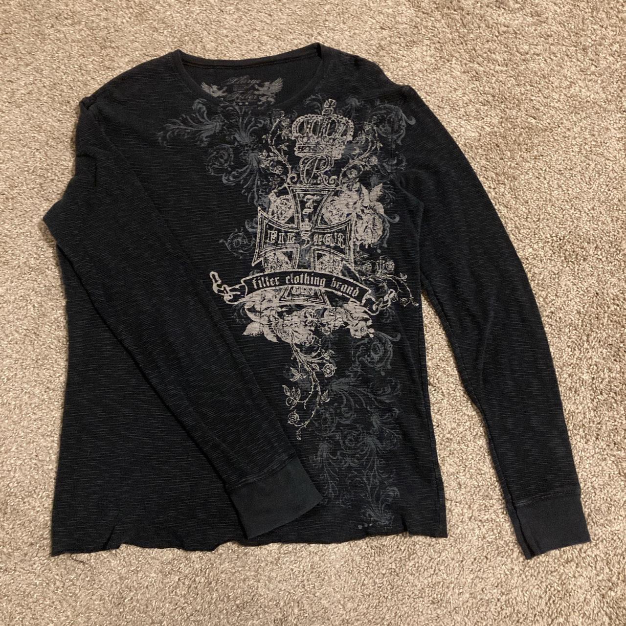 Y K Insane Graphic Charcoal Grey Mens Long Sleeve Depop