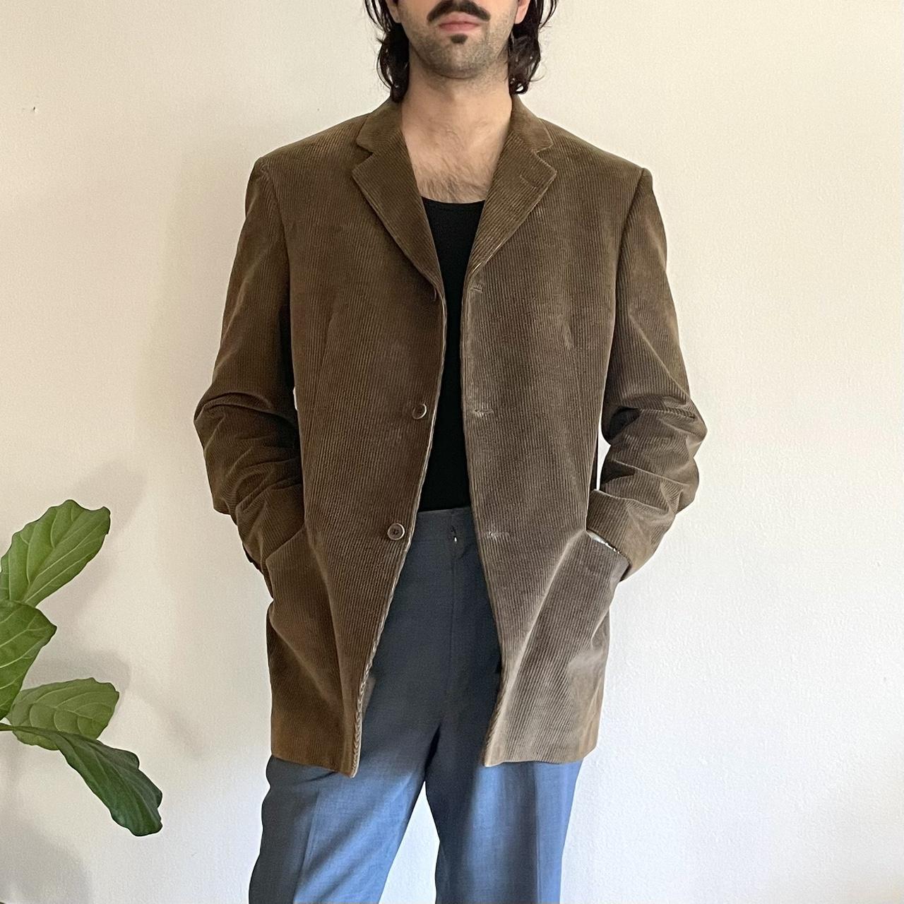 John Varvatos soft corduroy blazer in dark caramel.... - Depop