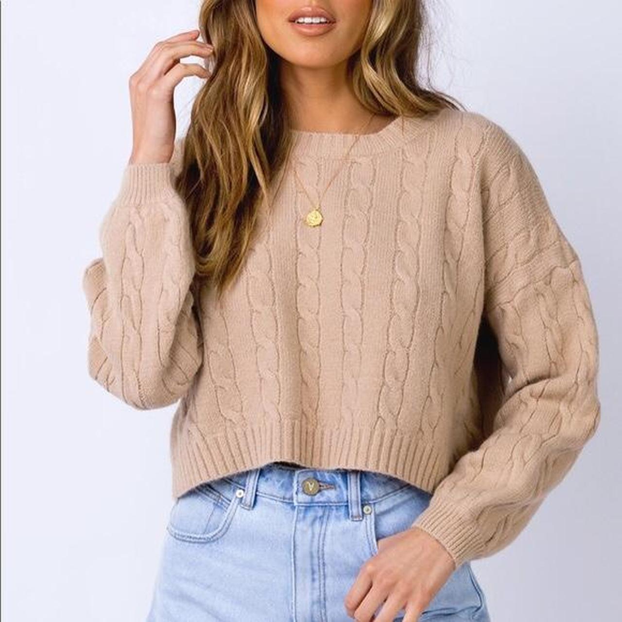 🧶 PRINCESS POLLY CABLE KNIT SWEATER BEIGE... Depop