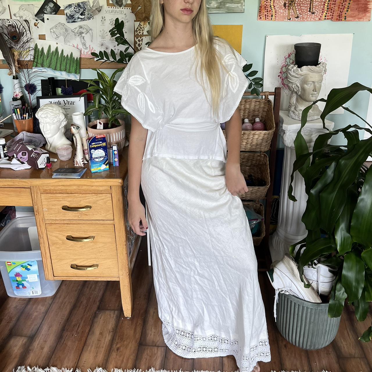 70s white long skirt hotsell