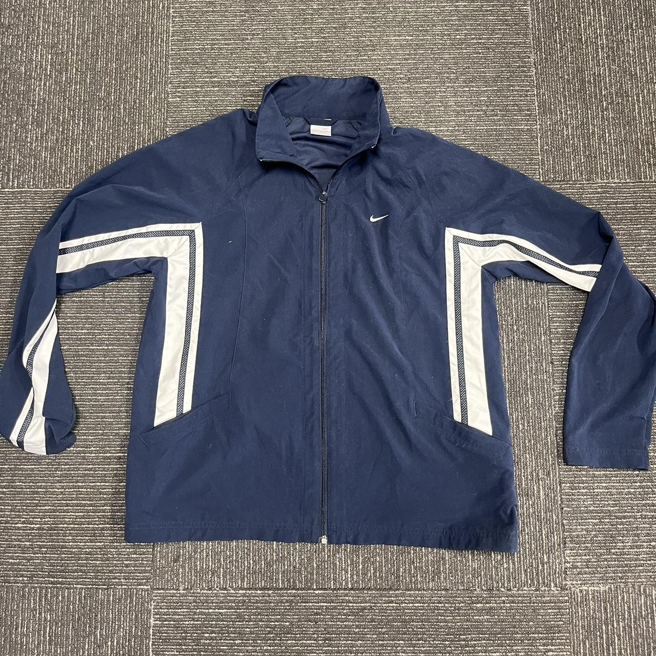 Navy blue and white nike windbreaker best sale