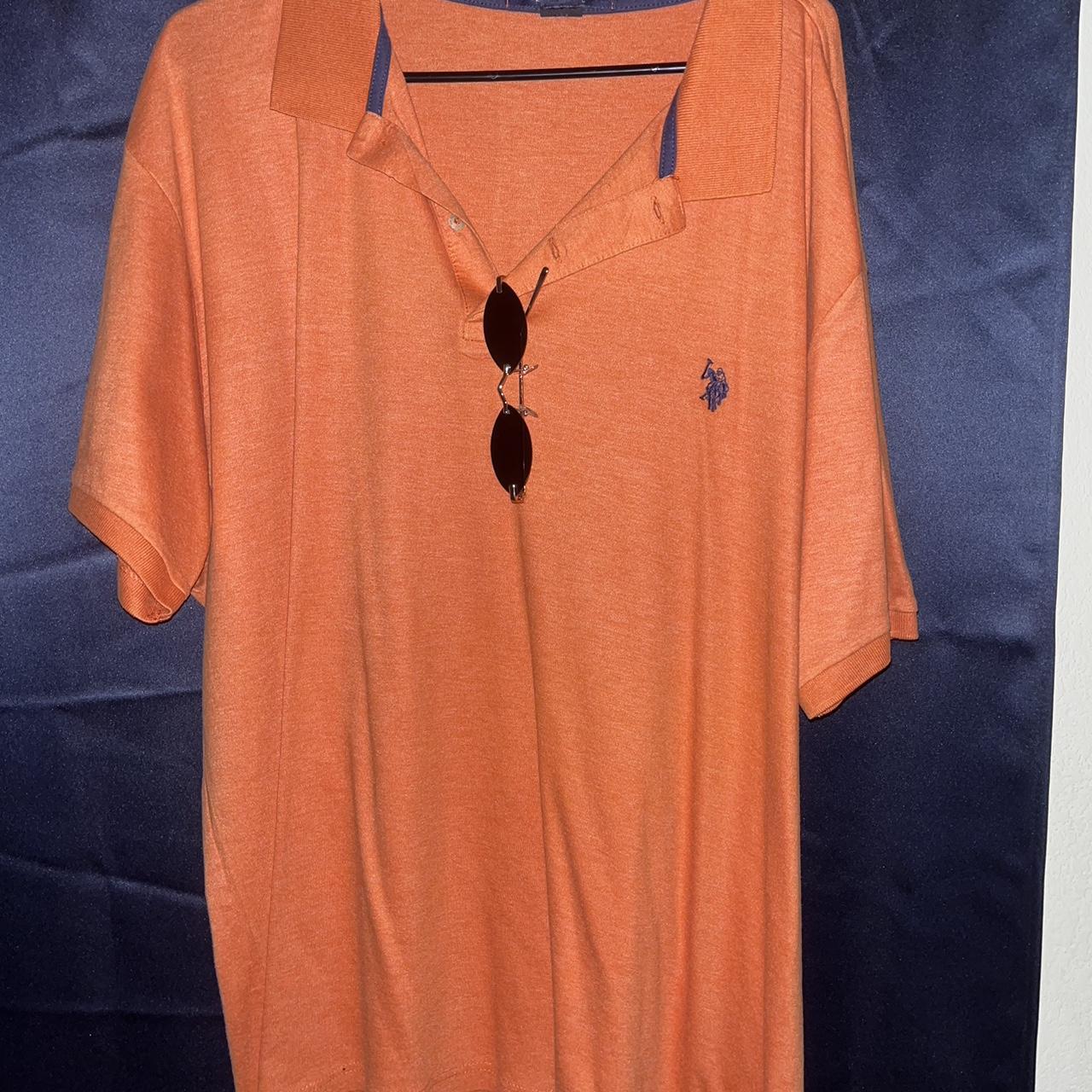 U.S. Polo Assn. Men's Orange and Black Poloshirts Depop