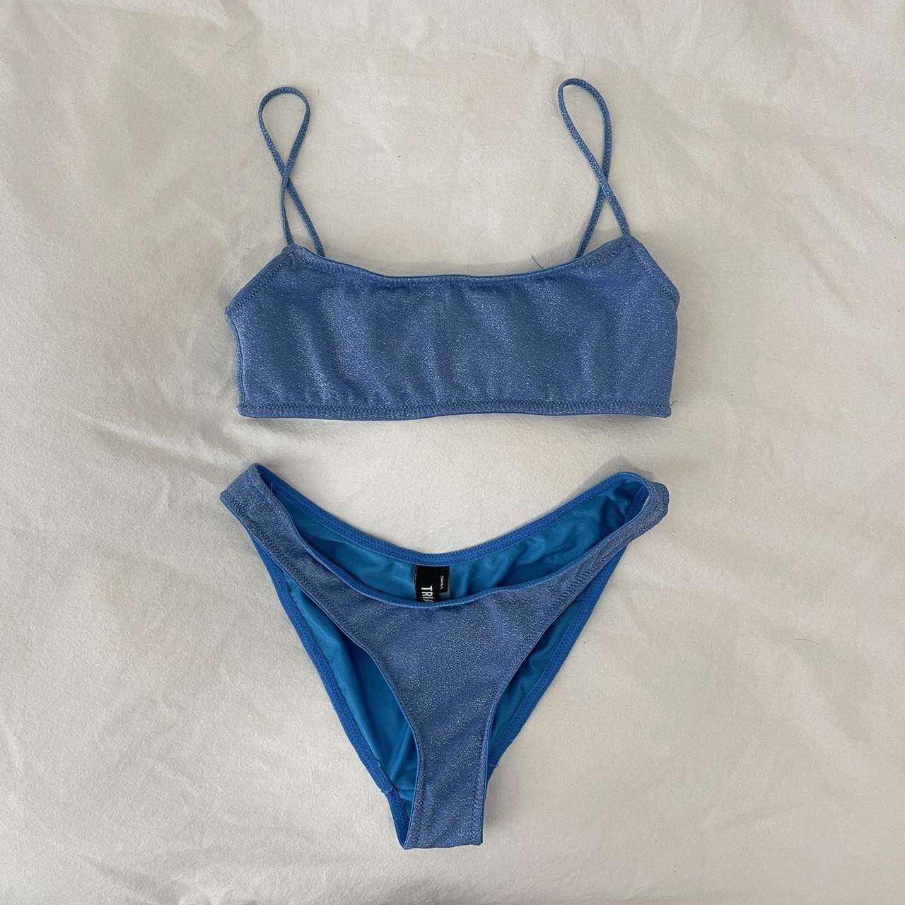 Triangl blue marina sparkle bikini set , size