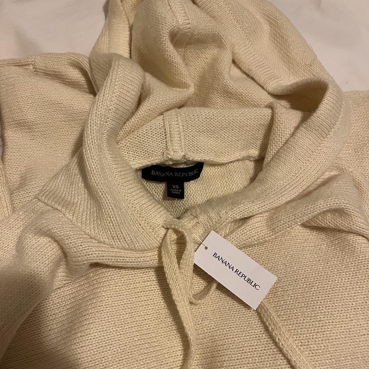 Knit hoodie in cream Never worn with tags Banana... - Depop