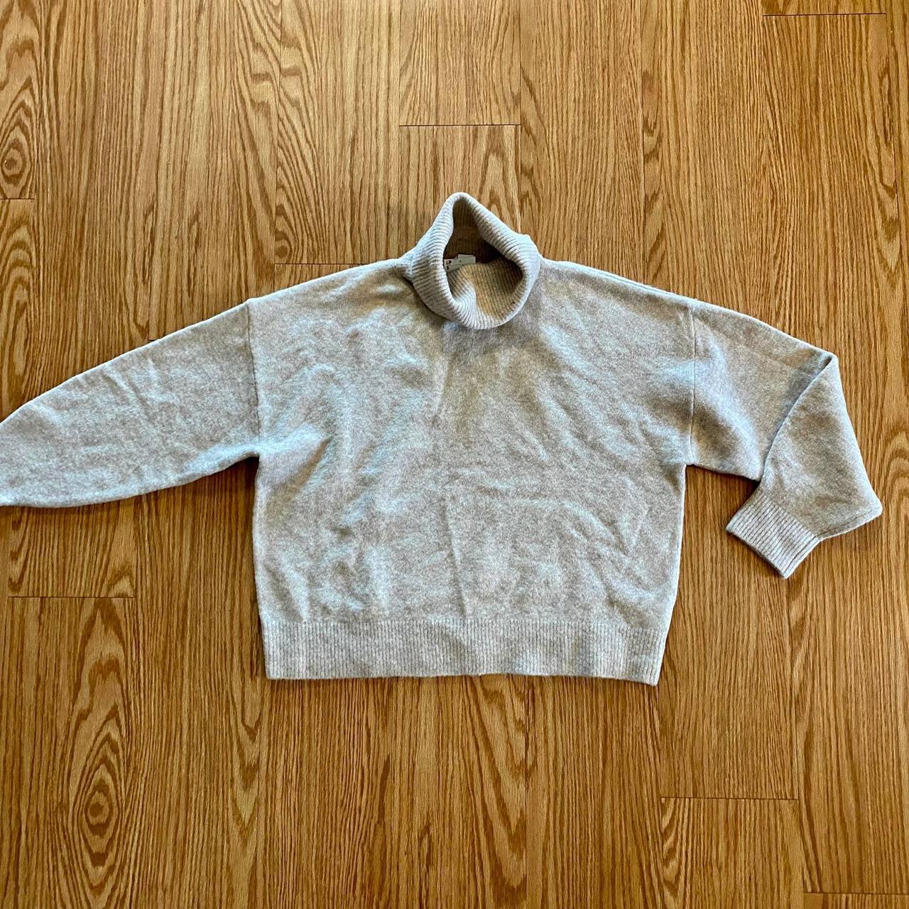 H&M brown cowl neck wool sweater top. Size large.... Depop