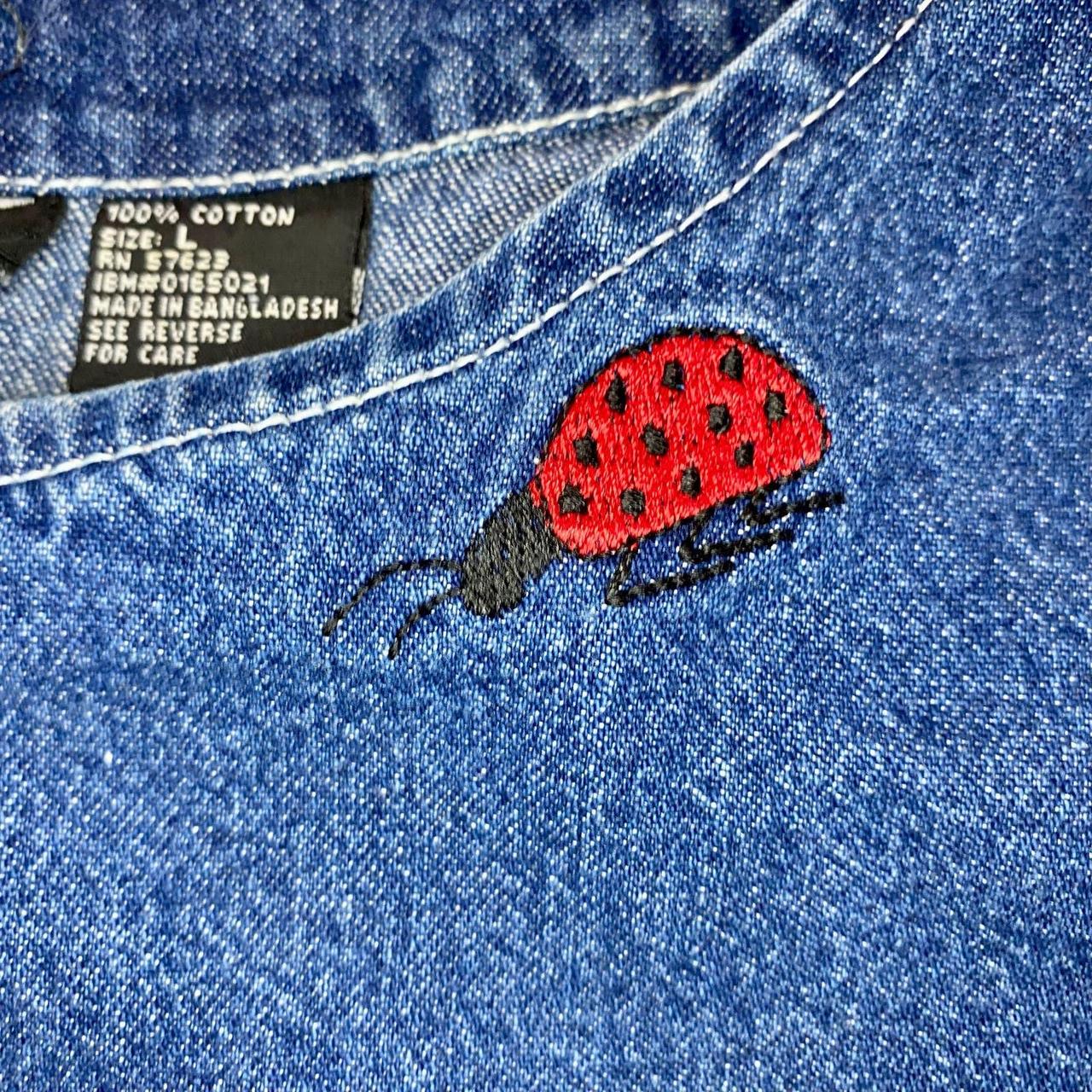 Nick & Sarah vintage 1990s blue denim jean ladybug... - Depop