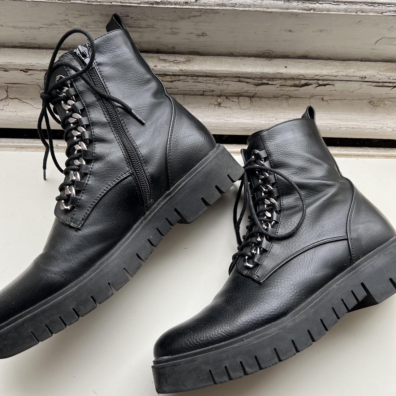 faux leather booties black
