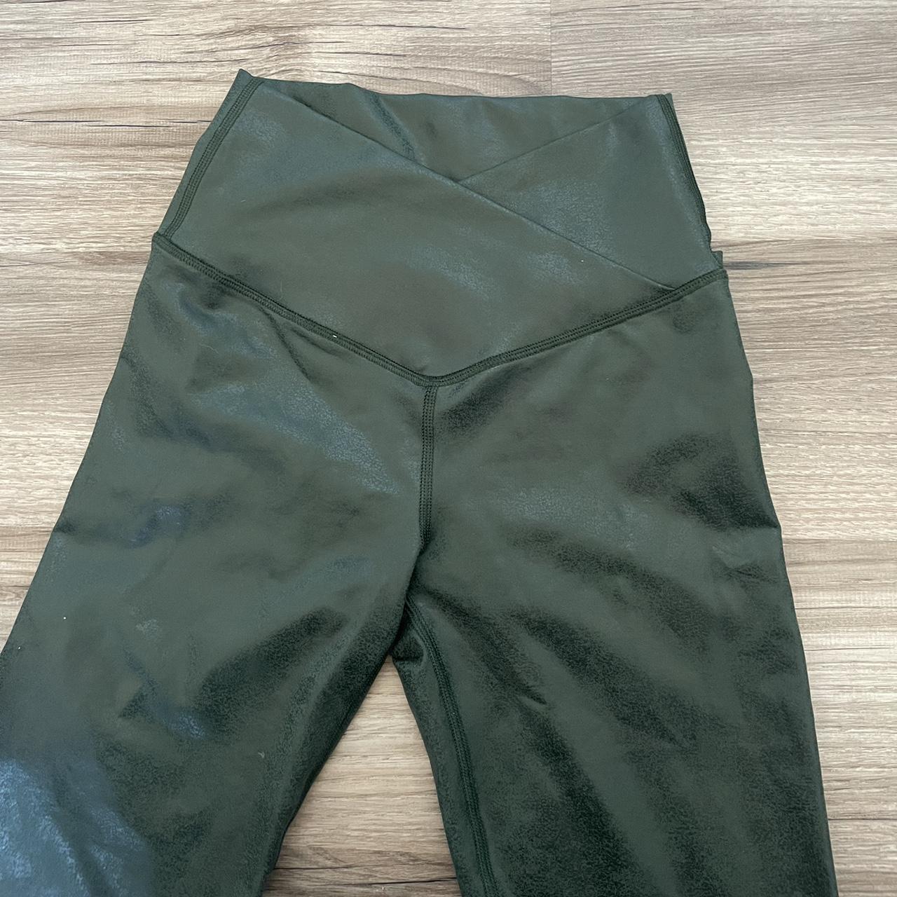 green leather aerie leggings super soft no rips... Depop