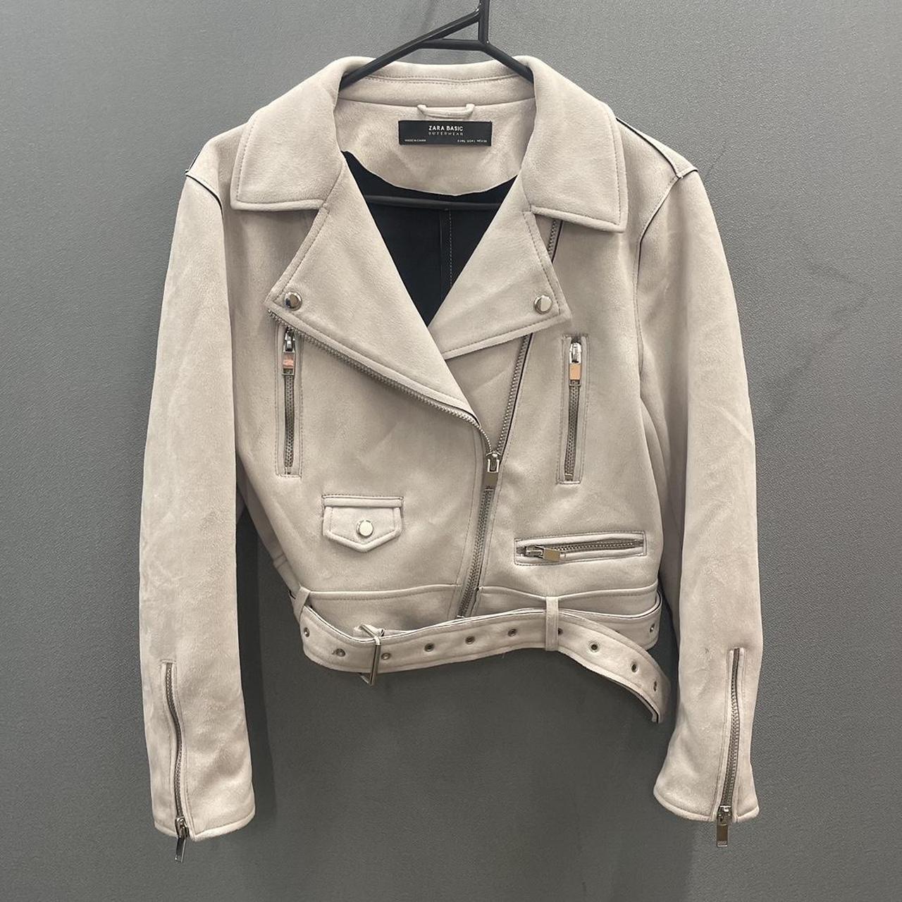 Light grey faux suede biker jacket best sale