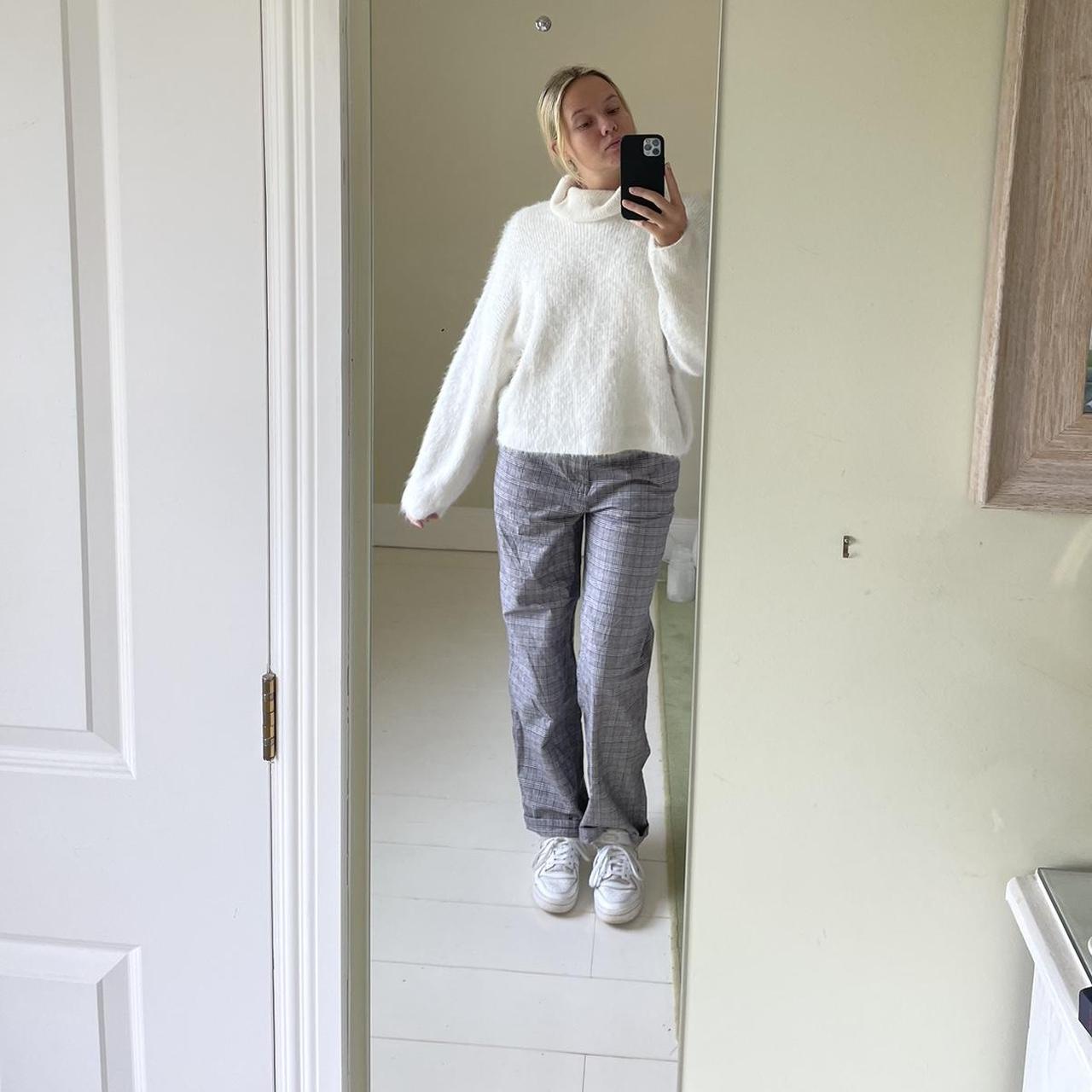 White / cream fluffy polar neck jumper size 8 shown... - Depop