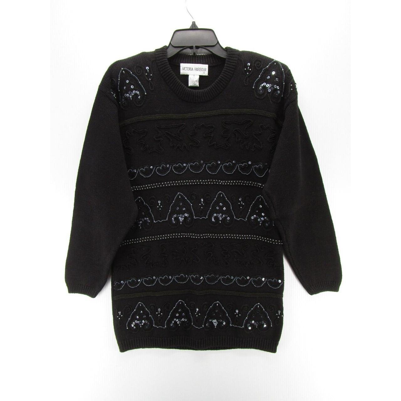 VINTAGE Victoria Harbour Sweater Women Medium Black... Depop